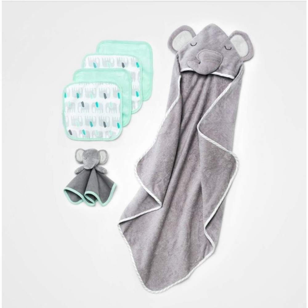 Baby 6pk Bath Towel Gift Bundle - Cloud Island™ Silver